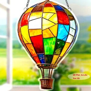 Suncatcher Hot Air Balloon Hanging Window Decor Very Colorful Garden Rainbow NEW